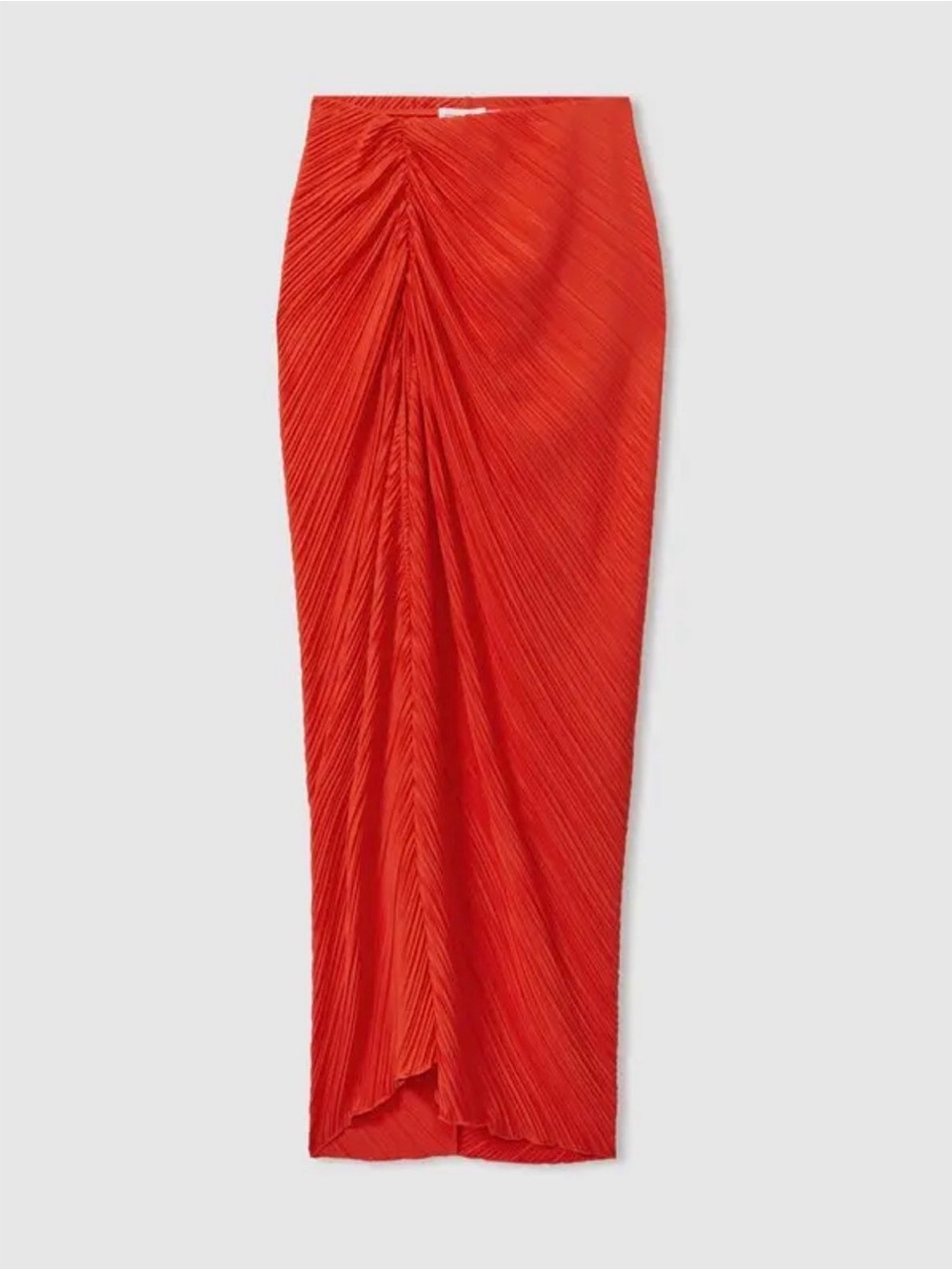 NWT Red Plissé Maxi Skirt with Gathered Front Sz Lg/XL Good American